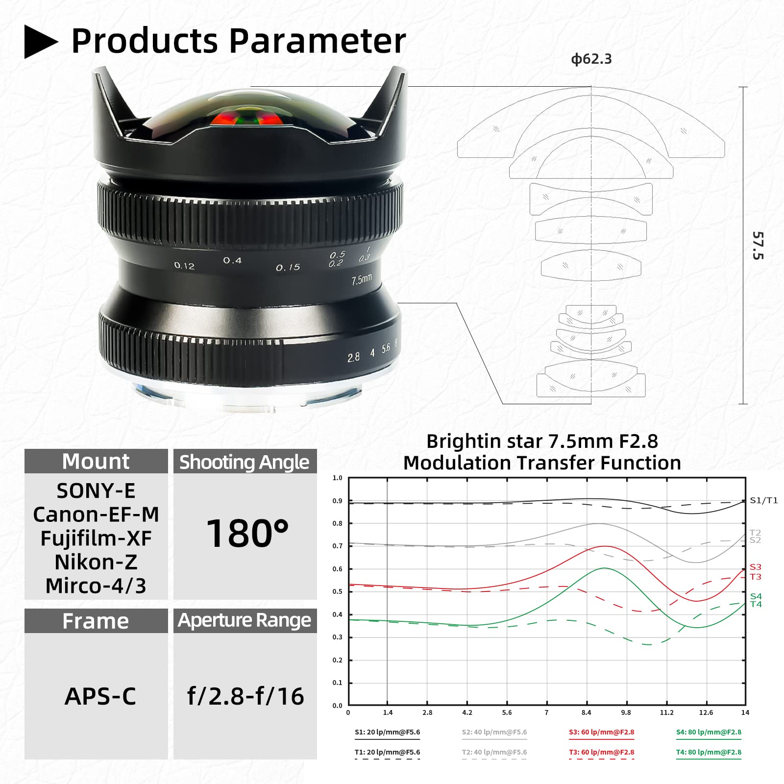 Amazon.co.jp: Brightin Star 7.5mm F2.8 III 超広角魚眼レンズ 富士